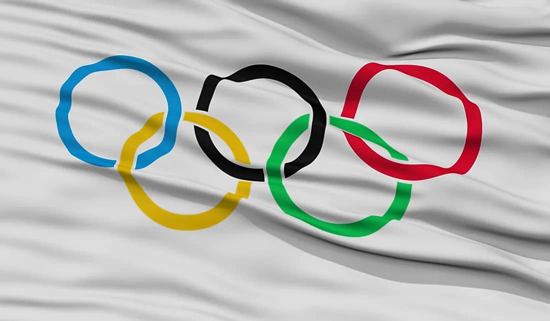 Olympic rings on a flag